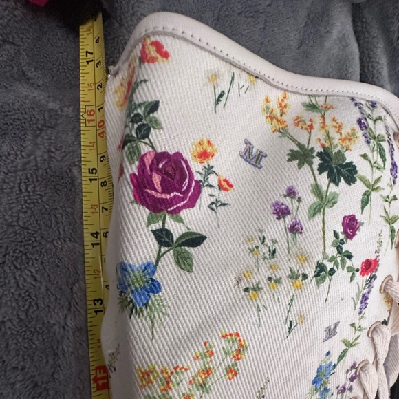 MaxMara 2024 Resort Knee High Floral Canvas Lace Up Boots EU 37 / US 7 - Picture 10 of 12